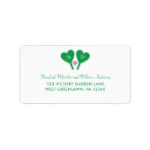 おしゃれなグリーンとピンクのウェディング ピックルボール ラベル (正面)