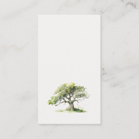 おしゃれなグリーンのオークの木のおむつくじ引きベビーシャワー エンクロージャーカード (裏面)