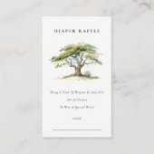 おしゃれなグリーンのオークの木のおむつくじ引きベビーシャワー エンクロージャーカード (正面)