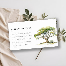 おしゃれなグリーンのオークの木のディスプレイシャワー ベビーシャワー エンクロージャーカード