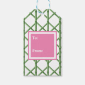 おしゃれなグリーンのトレリス 竹柄 ギフトタグ (正面)