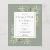 おしゃれなグリーンウェディング シンプル グリーン 結婚前お披露目 招待状 (正面)