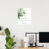おしゃれなグリーンウェルカムサイン（結婚式前祝い用） ポスター (ホームオフィス)