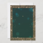 おしゃれなグリーンゴールドのドレスとティアラ、ダイヤモンドのキンセアニエラ 招待状 (裏面)