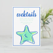 おしゃれなグリーンスターの魚のパーティー 招待状 (スタンド正面)