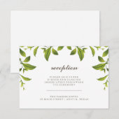 おしゃれなグリーンボタニカルリーフウェディングレセプション エンクロージャーカード (正面/裏面)