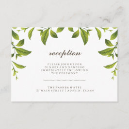 おしゃれなグリーンボタニカルリーフウェディングレセプション エンクロージャーカード