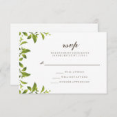 おしゃれなグリーンボタニカルリーフウェディング出欠確認カード 出欠カード (正面/裏面)