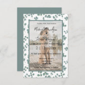 おしゃれなグリーン柄のウェディングフォト招待状 招待状 (正面/裏面)