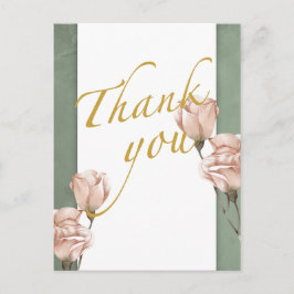 おしゃれなグリーン ありがとう ポストカード