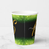 おしゃれなグリーン グリッター スイート 16 シックスティーン 紙コップ (右)