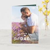 おしゃれなグリーン ベスト・ダッド・エバー 2枚の写真 父の日 カード (黄色い花)