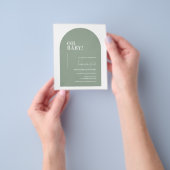 おしゃれなグリーン ミニマル アーチ オー ベイビー シャワー チラシ (手)