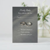 おしゃれなグレーの白の結婚式の返信カード 出欠カード (スタンド正面)