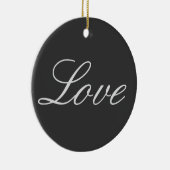 おしゃれなグレー背景のラブウェディング セラミックオーナメント (右)