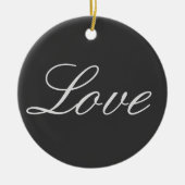 おしゃれなグレー背景のラブウェディング セラミックオーナメント (正面)