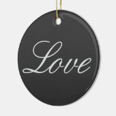 おしゃれなグレー背景のラブウェディング セラミックオーナメント (左)