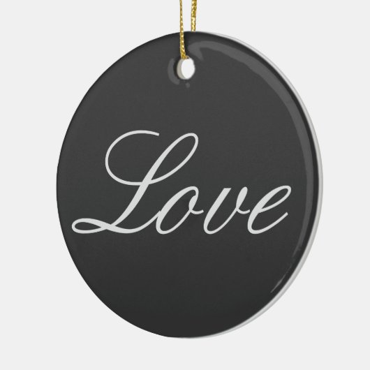 おしゃれなグレー背景のラブウェディング セラミックオーナメント (左)