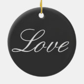 おしゃれなグレー背景のラブウェディング セラミックオーナメント (裏面)