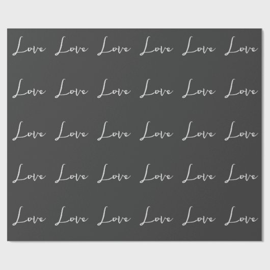 おしゃれなグレー背景のラブウェディング ラッピングペーパー (フラット)