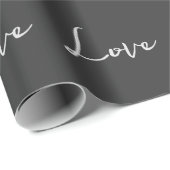 おしゃれなグレー背景のラブウェディング ラッピングペーパー (ロールコーナー)