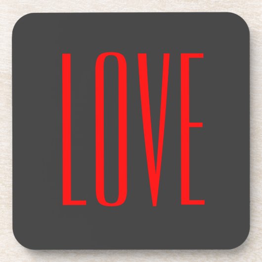 おしゃれなグレー背景 赤い愛のウェディング コースター (正面)