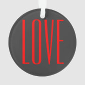 おしゃれなグレー背景 赤い愛の結婚式 オーナメント (裏面)