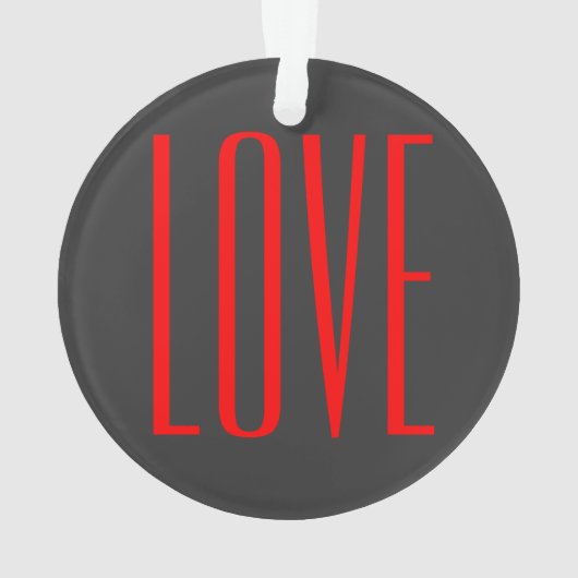 おしゃれなグレー背景 赤い愛の結婚式 オーナメント (裏面)