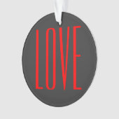 おしゃれなグレー背景 赤い愛の結婚式 オーナメント (正面)