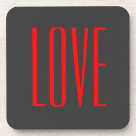 おしゃれなグレー背景 赤い愛 ウェディング コースター