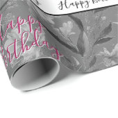 おしゃれなグレー花柄 ラッピングペーパー (ロールコーナー)