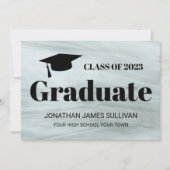 おしゃれなグレー2022年卒業発表 招待状 (正面)