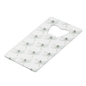 おしゃれなグレー・ブルー・ホワイトの花のウェディング クレジットカード栓抜き (裏面アングル)