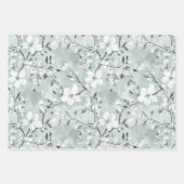 おしゃれなグレー 白い花 カエル 昆虫 結婚前のお祝い ラッピングペーパーシート (正面)