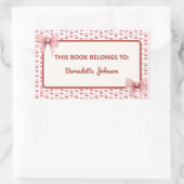 おしゃれなコケッティピンクの蝶ネクタイ新学期ブックプレート 長方形シール (バッグ)