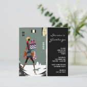 おしゃれなコスモポリタン ブラック グリーン クリスマスパーティー 招待状 (スタンド正面)