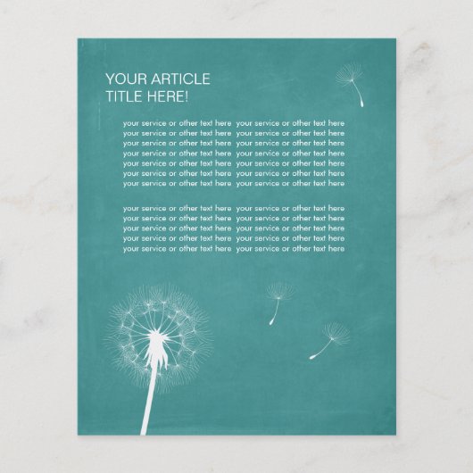 おしゃれなコバルトグリーンのタンポポのチラシ チラシ (正面)