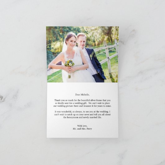 おしゃれなコラージュ 結婚式 お礼カード - チャコール サンキューカード (内部)