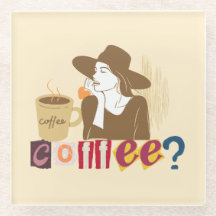 おしゃれなコーヒー好きのためのレトロなガラスコースター