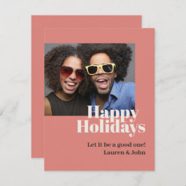 おしゃれなコーラルカラーのスクリプトフォント写真 シーズンカード