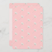 おしゃれなコーラルピンクのタンポポの花の誕生日 招待状 (正面/裏面)