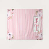 おしゃれなコーラルピンクの花柄フォトグラフィー背景 タペストリー (正面(横))