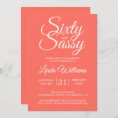 おしゃれなコーラル 60歳の誕生日招待状 招待状 (正面/裏面)