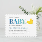 おしゃれなゴム製のあひるの青緑色ベビーシャワー 招待状 (スタンド正面)