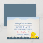 おしゃれなゴム製の黄色いあひるの出産・結婚前お知らせカード 招待状 (正面/裏面)