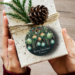 おしゃれなゴールドとグリーンのクリスマスツリーオーナメント フェイバータグ