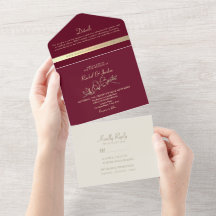 おしゃれなゴールドとバーガンディの結婚式