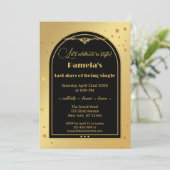 おしゃれなゴールドとブラックのコンフェッティー独身最後の夜 招待状 (スタンド正面)