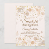 おしゃれなゴールドのぼかしがクリーミーなホワイトのスイート16 招待状 (正面/裏面)