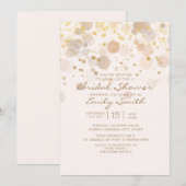 おしゃれなゴールドのぼかしがクリーミーなホワイトのブライダルシャワー 招待状 (正面/裏面)